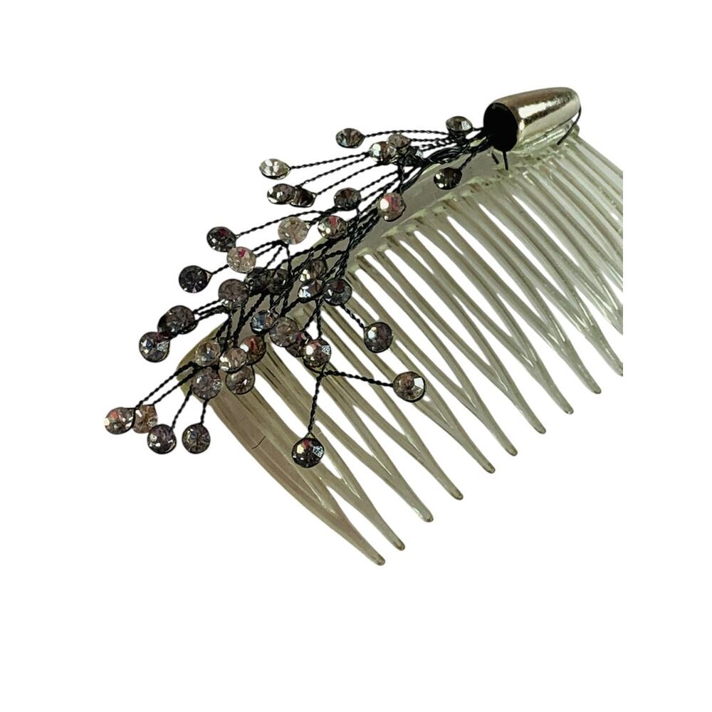 Vintage Plastic Hair Comb Rhinestone Spray Formal Updo 3 Inch - Picture 4 of 5